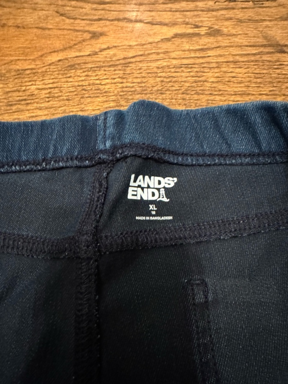 Lands’ End Starfish Pull-On Jeans Dark Wash XL 18 Straight Leg Stretch Denim - Picture 3 of 5